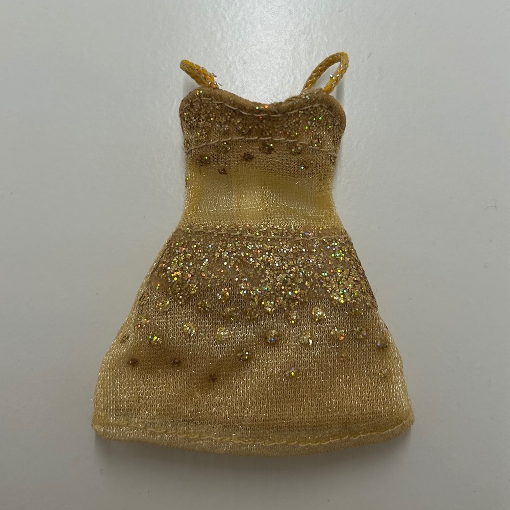Bratz Formal Funk Sasha Doll Original Gold Dress Glitter Metallic Mini Dress